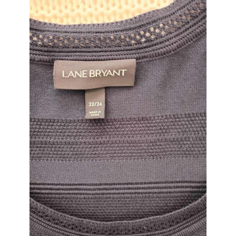 Lane Bryant‎ Plus Size 22/24 Navy Blue Textured Stripe Rayon Knit Scoop Dress - Picture 3 of 11